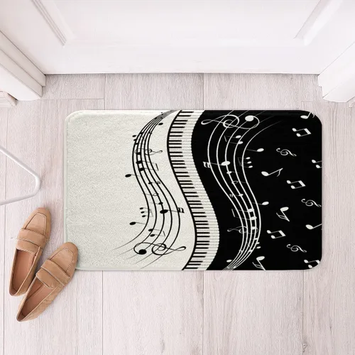 Vista 17 de Alfombras de baño de bailarina para niños, diseño de estrellas y corazones con notas musicales, decoración de habitación de niñas y mujeres