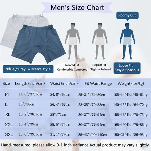 Vista 6 de Pantalones de ostomía para hombre para bolsa de orina, ropa interior de incontinencia posoperatoria con bolsillo de drenaje, algodón transpirable