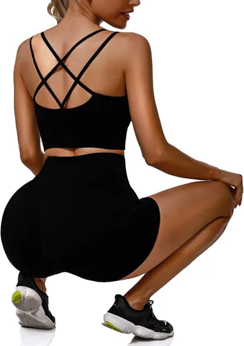 Vista 7 de Sykooria Paquete de 3 sujetadores deportivos con tiras para mujer, sexy, entrecruzados, para yoga, correr, atletismo, gimnasio, entrenamiento