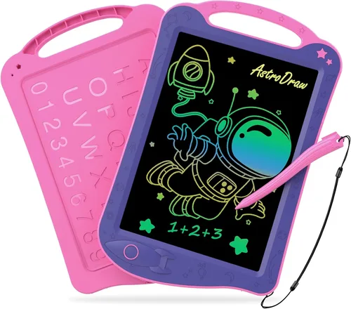 Vista 10 de [Certificado por ClimatePartner] HOMESTEC Astrodraw - Bloc de dibujo LCD colorido para niños, tablero de garabatos para niños de 3, 4, 5, 6 años