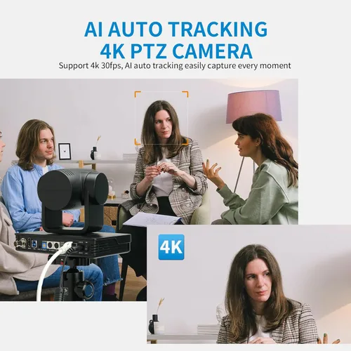 Vista 3 de FEELWORLD UHD4K12X 4K PTZ Cámara USB POE 12X Zoom óptico Pan Tilt Zoom, AI Auto Tracking Fcous SDI HDMI IP Control remoto para transmisión en vivo