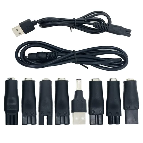 Vista 4 de Cable de carga para la mayoría de cortapelos eléctrico, afeitadora de afeitadora, pata impecable, cable de 5 V CC y adaptadores variados