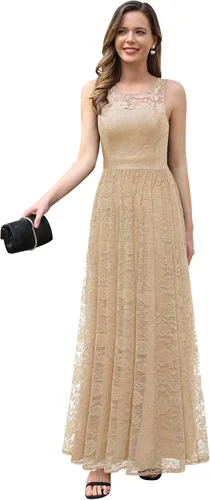 Vista 2 de Wedtrend - Vestido largo de dama de honor con encaje floral para mujer