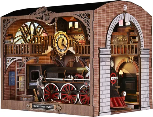 Vista 7 de Kit de Rincón de Libros, Kits de Rincón de Libros para Adultos, Construcción de Modelo de Rincón de Libros DIY, Rompecabezas de Madera 3D DIY