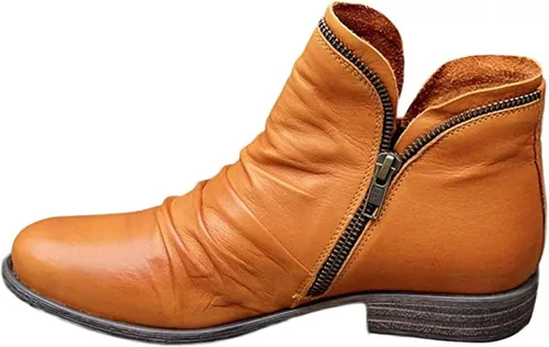 Vista 37 de Ladmiple Botas vaqueras para mujer, pantorrilla ancha, pie ancho, botas de tobillo vaquera occidental, botas de combate, zapatos para caminar