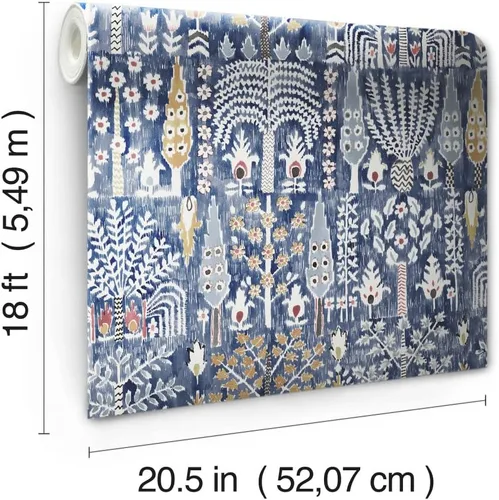 Vista 7 de RoomMates RMK12372PL - Papel tapiz autoadhesivo de Ikat persa Azul