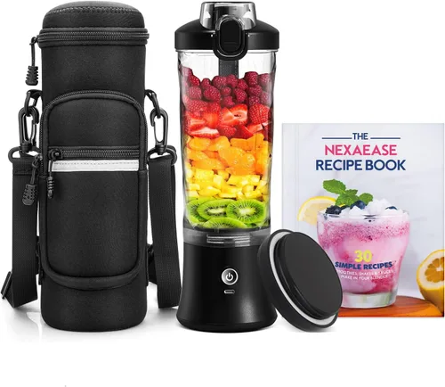 Vista 10 de Licuadora portátil exprimidor personal para batidos batidos con mango oculto 16 Oz Electric Protein Shaker Bottle, USB-C Rechargeable, Mini Small