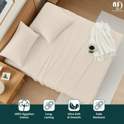 Vista 5 de NON Sticky cotton Juego de sábanas cortas de algodón egipcio de alta calidad para caravana, 4 piezas, bolsillo profundo de 12 pulgadas, suave, fácil