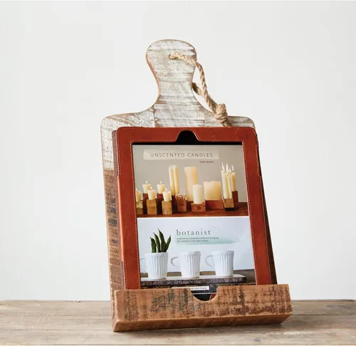 Vista 11 de Creative Co-Op - Soporte de madera para tablet con cuerda, acabado blanco envejecido