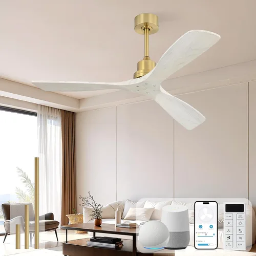 Vista 14 de Sofucor Ventilador de techo de 52 pulgadas con control remoto de luces, 3 postes para ventilador de techo interior y exterior con control remoto