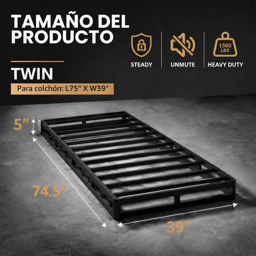 Vista 2 de JWIFSEF Base de perfil bajo Twin Box Spring de 5