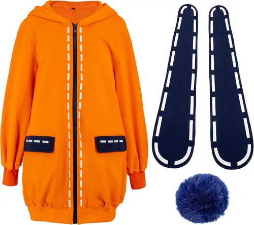 Vista 3 de C-ZOFEK Sudadera con capucha de anime para mujer color naranja con orejas de conejo y cola Naranja
