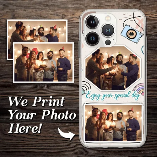 Vista 2 de CUBICER Fundas personalizadas para teléfono con foto personalizada de cumpleaños, a prueba de golpes, texto personal, funda transparente, regalos
