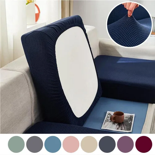 Vista 2 de Funda de cojín elástica de elastano para 1 plaza, funda de cojín impermeable para sofá, funda de cojín de repuesto suave y flexible, funda elástica
