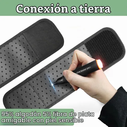 Vista 3 de Pulsera de conexión a tierra YEOUMIAR, brazalete de conexión a tierra con cable de 15 pies, banda de muñeca conectada a tierra para dormir, energía