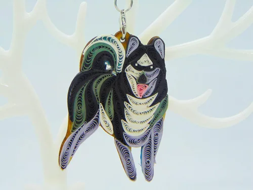 Vista 10 de Bulldog francés, decoración para el hogar, decoración navideña, adorno hecho a mano para amantes de los animales, adorno quilled, bolso, mochila