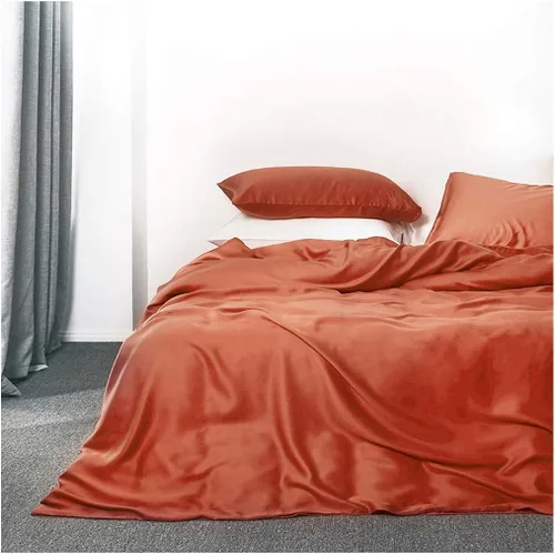 Vista 12 de Juego de ropa de cama de lujo de algodón egipcio, de color liso, de satén de alta densidad de hilos largos, sedoso, suave, transpirable, de primera