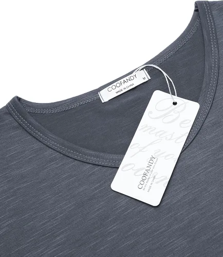 Vista 5 de COOFANDY Paquete de 2 camisetas de manga corta con cuello en V para hombre