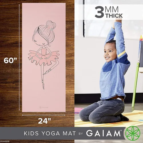 Vista 3 de Gaiam Tapete de Yoga para Niños, Tapete de Ejercicio, Yoga para Niños con Estampados Divertidos - Tiempo de Juego para Bebés, Niños Pequeños Activos