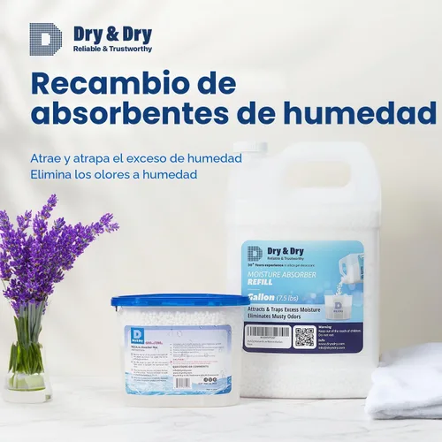 Vista 2 de Dry & Dry Recarga de Perlas Absorbentes de Humedad (1.7 KG) - Sin Fragancia, Recarga de Absorbente de Humedad