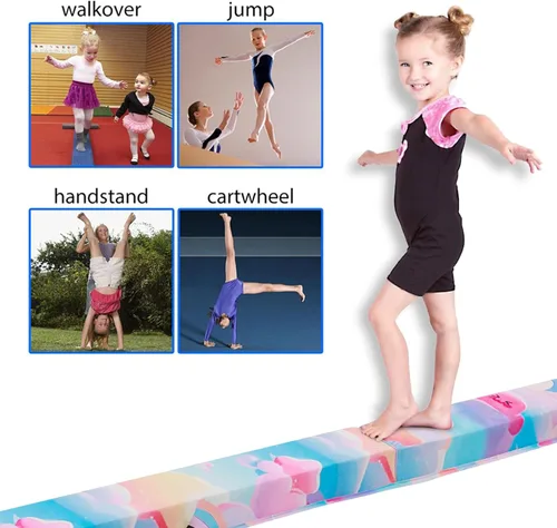 Vista 6 de FBSPORT Viga de Equilibrio de 8 pies/6 pies: Equipo de Gimnasia de Suelo Plegable para Niños y Adultos, Base de Goma Antideslizante, Viga