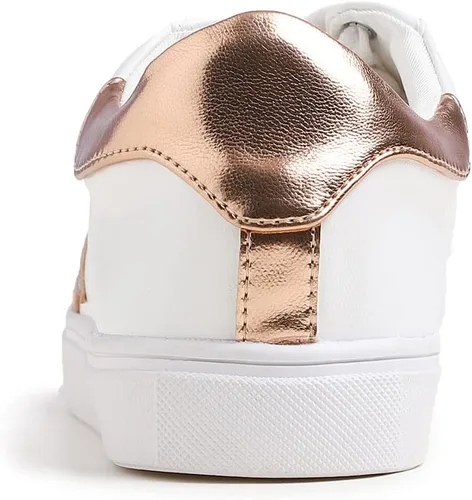 Vista 6 de FEVERSOLE Tenis de cuero sintético con cordones coloridos para mujer
