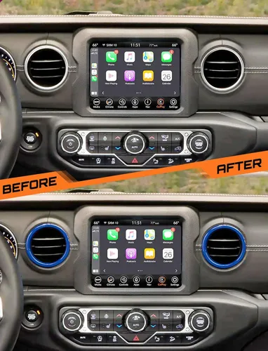 Vista 6 de Savadicar - Accesorios interiores azules - Cubierta de anillo de moldura para salida de aire AC para Jeep Wrangler JL JLU 4XE 2018-2023 y Gladiator