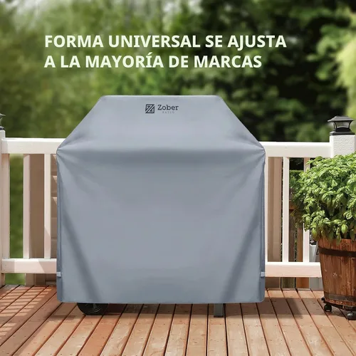 Vista 6 de Cubierta prémium para parrilla para todo tipo de clima, 58 pulgadas, doble capa de tela oxford 600D, 100 % impermeable, para parrilla a gas, con Gris
