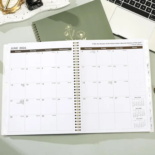 Vista 2 de Agenda 2026-2027, agenda semanal y mensual, julio 2026 a junio 2027, 6.4 x 8.5 pulgadas, pestañas mensuales, tapa dura, organizador diario