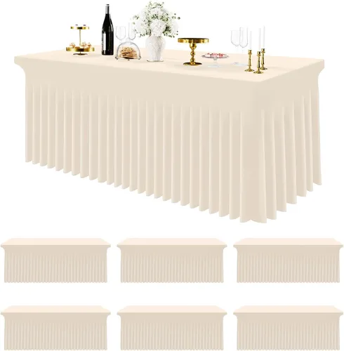 Vista 24 de Smiry Mantel de Spandex Paquete de 6, Mantel Elástico Ajustable Extensible para Mesas Rectangulares de 4 Pies, Cubierta de Mesa Impermeable Lavable
