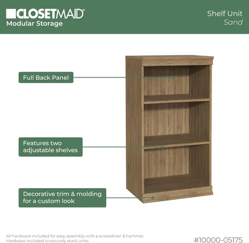 Vista 6 de ClosetMaid - Unidad de almacenamiento modular apilable de 3 estantes, color arena