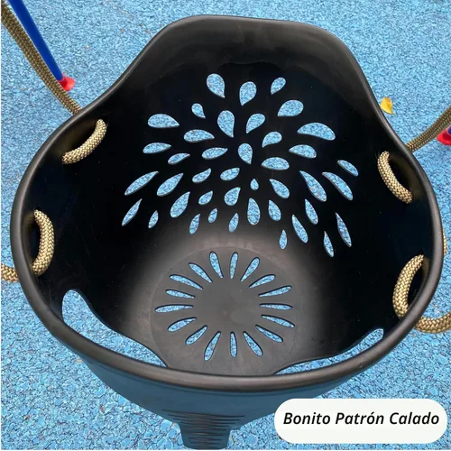 Vista 3 de SELEWARE Asiento de columpio para niños pequeños con respaldo alto de cubeta completa de servicio pesado con mosquetones de bloqueo y cuerda