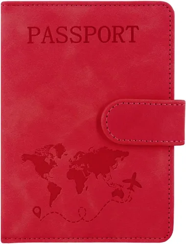 Vista 13 de Funda para pasaporte, cartera con bloqueo RFID, funda de cuero para tarjetas, accesorios de viaje para mujeres y hombres, *Negro