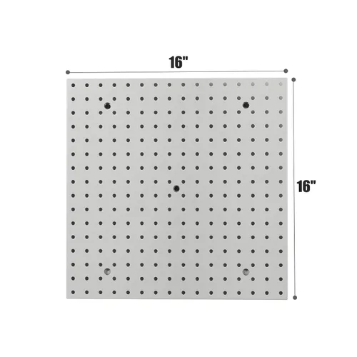 Vista 2 de Pegboard Smith Paneles de Tablero Perforado Organizador de Pared de 16x16 pulgadas, Tablero Perforado de Metal Gris para Almacenamiento