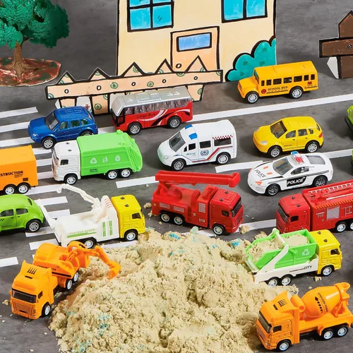 Vista 7 de JOYIN 20 piezas de coches de juguete de metal fundido, juguetes de coche a granel, juego de vehículos para niños pequeños, recuerdos de fiesta