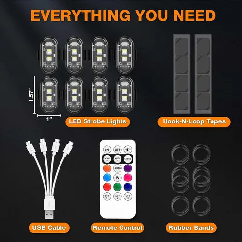 Vista 6 de 8 luces estroboscópicas LED inalámbricas, luz estroboscópica LED inalámbrica de alto brillo, 8 colores, 10 modos de flash, carga USB, impermeable