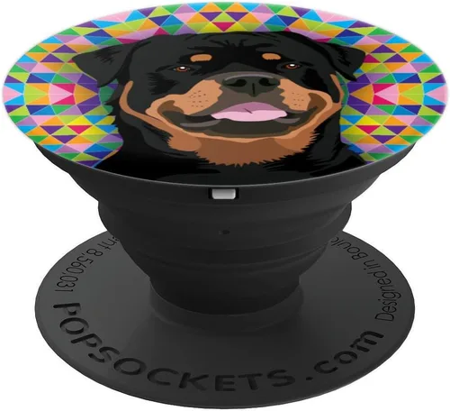 Vista 4 de Rottweiler - Regalo para amante de los perros, con soporte y agarre para teléfonos y tabletas, Negro
