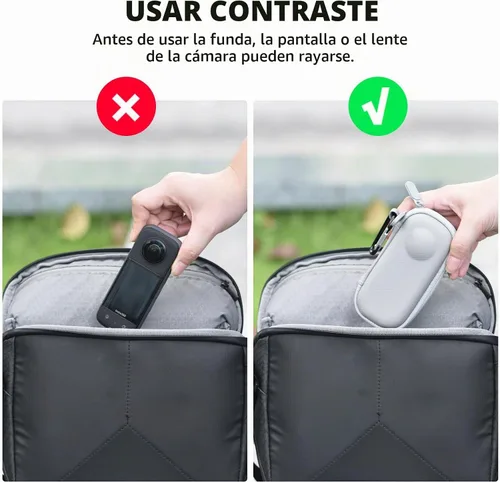 Vista 2 de BRDRC Funda de transporte para Insta360 X3, bolsa de almacenamiento portátil, funda protectora de lente, funda protectora de carcasa rígida de viaje