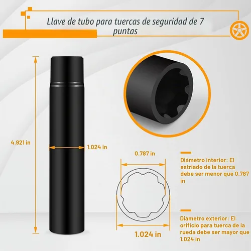 Vista 2 de MIKKUPPA Tuercas de lengüeta con 7 espigas sólidas con llave de hexágono de 19mm, herramienta de reemplazo universal con llave de tuerca de lengüeta