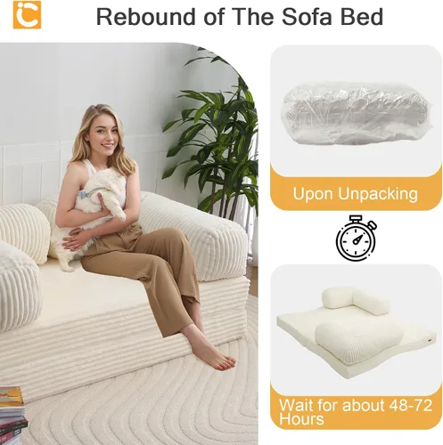 Vista 9 de COMAX Sofá Cama Plegable Queen, Sofá Cama Plegable, Silla Futón Plegable con Cama para Adultos, Colchón de Piso Convertible Sofá para Dormitorio