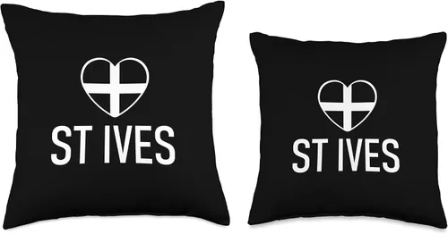 Vista 3 de I Love St Ives Cornwall Flag Heart Saint Piran Cornish Almohada
