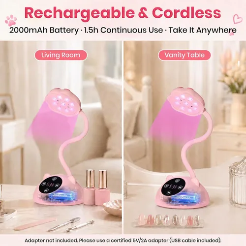 Vista 3 de Beetles - Lámpara de uñas con cuello de cisne (36 mW/cm², inalámbrica, UV, 36 mW/cm²)