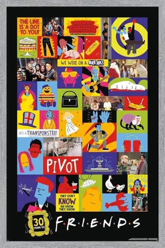 Vista 13 de Trends International Friends 30th - Póster de pared con cuadrícula, 22.4 pulgadas de largo x 14.7 pulgadas, versión enmarcada en madera de granero