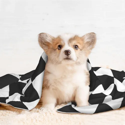 Vista 21 de Manta de felpa para mascotas, diseño de copos de nieve de Navidad, diseño de pata 3D, diseño de huellas de búfalo negro y rojo, manta suave