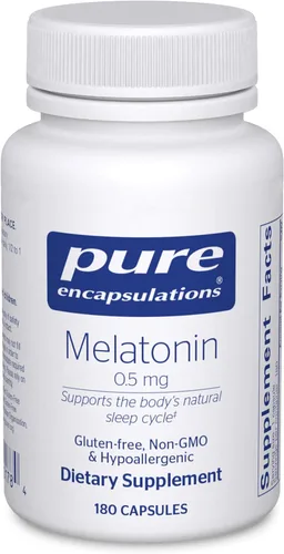 Vista 8 de Pure Encapsulations Melatonina 0.5 mg – Ayudante natural del sueño para la hora de acostarse – Regula el ciclo de sueño-vigilia – 0.5 mg