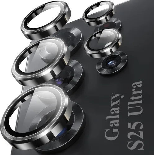 Vista 19 de YWXTW para Samsung Galaxy S23 Ultra Protector de lente de cámara, Protector de pantalla de lente de cámara de vidrio templado con anillo metálico