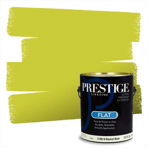 Vista 177 de PRESTIGE Pinturas de pintura exterior e imprimación en uno, 1 galón, plano, combinación comparable de Benjamin Moore* Manzanilla*