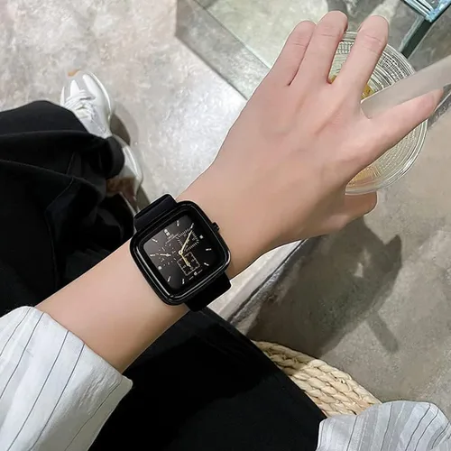 Vista 5 de IBSO BOERNI AIBISINO Relojes de cuarzo para mujer, esfera cuadrada, relojes casuales de silicona con correa de moda para niñas