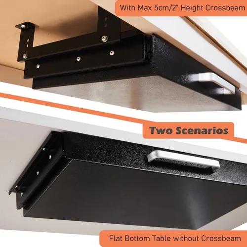 Vista 5 de Organizador de Cajón Bajo el Escritorio 21" Negro Mejorado con Soportes Ajustables, Cajón Deslizante Extraíble Bajo la Mesa para Lápices, Accesorio
