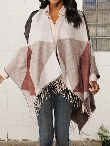 Vista 45 de Moss Rose Chal de viaje para mujer, capa tipo poncho de frente abierto para otoño e invierno